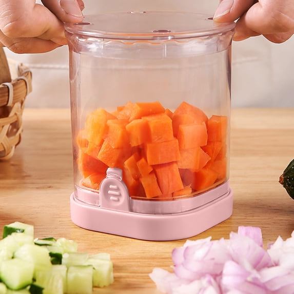 XYRSRUW Multifunctional Vegetable Dicer, Hand-Press Vegetable Slicer with Multiple Blades, Easy-to-Use Kitchen Vegetable Chopper, Compact Manual Vegetable Cutter for Home and Outdoor Use(Pink)
