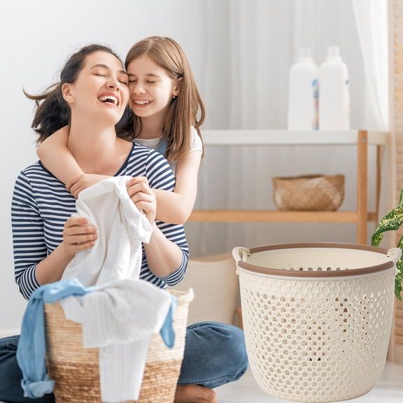 XYRSRUW Portable Laundry Basket, Large Capacity Dirty Clothes Hamper, Bathroom Storage Organizer, Hollow Breathable Clothes Rack