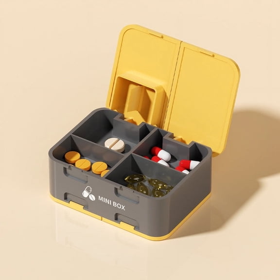 XYRSRUW Rectangular Anytime Divider Cutter, Portable Pill Case Organizer with Adjustable Compartments, Travel-Friendly Medicine Box
