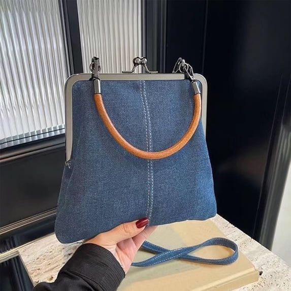 XYRSRUW Small Tote Handbag, Women's Crossbody Shoulder Bag, Handmade Denim Patchwork Satchel, Versatile Fashion Accessory