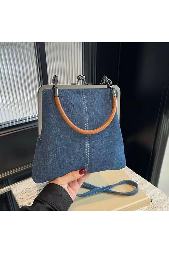 Small Tote Handbag, Women's Crossbody Shoulder Bag, Handmade Denim Patchwork Satchel, Versatile Fashion Accessory