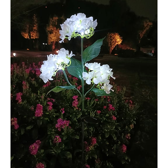 XYRSRUW Solar Flower Lantern, Silk Cloth & Stainless Steel, Automatic LED Lighting, Charming Outdoor Decor, Ideal for Gardens, Yards, and Pathways, 32in Height(White)