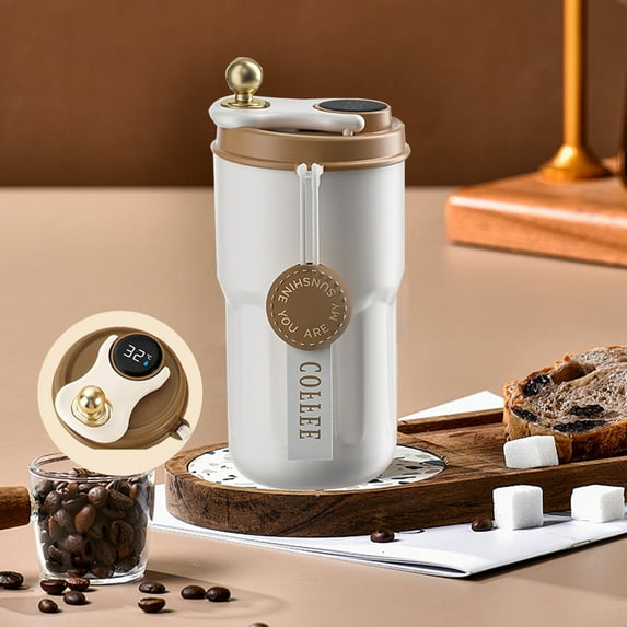 XYRSRUW Stainless Steel Coffee Insulated Mug, Stylish Thermal Coffee Cup with Temperature Display, Fashionable Drink Container for Hot and Cold Beverages(Coffee)
