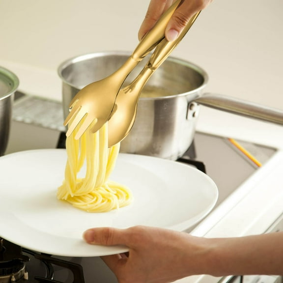 XYRSRUW Stainless Steel Food Tongs, Durable Kitchen Serving Clip for Cooking, Multifunctional Grilled Meat Grabber, Hygienic Food Handling Tool with Ergonomic Design(Gold)