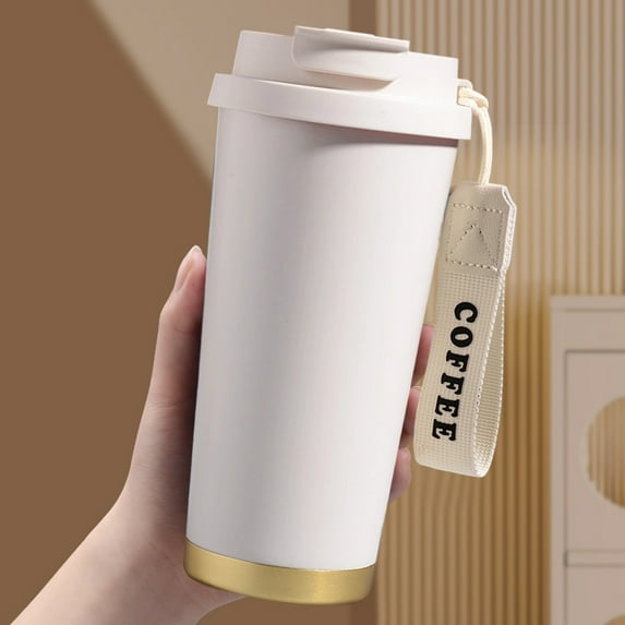 XYRSRUW Stainless Steel Insulation Mug, Portable High-Quality Thermal Cup with Straw, Durable Insulated Beverage Container, Stylish Travel Coffee Tumbler(White)