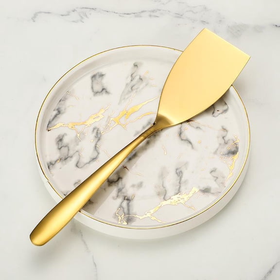 XYRSRUW Steak Spatula, Heavy-Duty Meat Turner for High-Temperature Cooking, Stainless Steel Grilling Spatula for BBQ and Outdoor Use, Ergonomic Long-Handle Serving Turner for Lifting Meat(Gold)