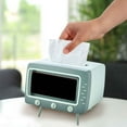 thumbnail image 1 of XYRSRUW TV Design Tissue Box Cover with Phone Stand, Retro Style Tissues Organizer with Built-in Phone Holder, Multi-functional Tissue Storage for Home, Kitchen, Office, Bedroom, 1 of 6