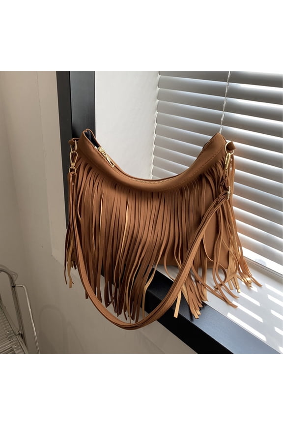 Tassel Shoulder Bag, Casual Commuter's Retro Fashion Satchel, Trendy Fringe Handbag for Women