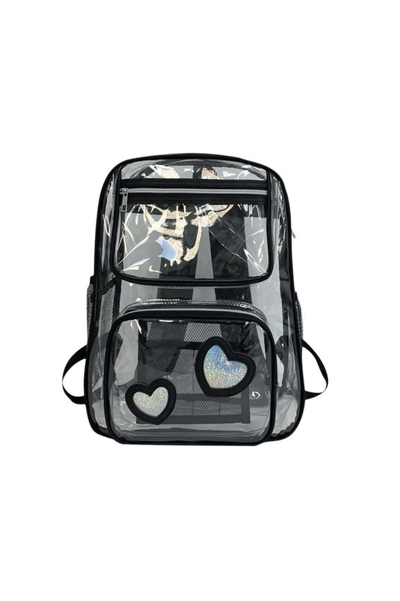 Transparent Backpack for Students, Large Capacity Clear Backpack for School Travel, PVC See-Through Bag for Easy Visibility at Checkpoints