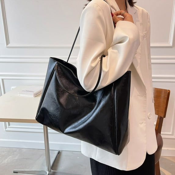 XYRSRUW Trendy Ladies' Tote Bag, Large Capacity Soft Leather Shoulder Bag, Retro Handcarry Bucket Purse, Stylish Vintage Leather Handbag