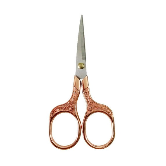 XYRSRUW Vintage Stainless Steel Scissors, Elegant Carved Scissors with Electroplated Finish, Durable Thread Cutting Shears for Home or Office(Rose Gold)
