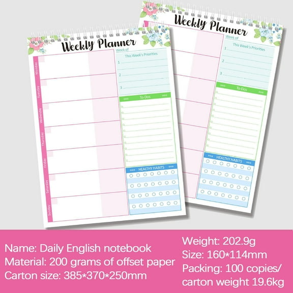 XYRSRUW Weekly Planner, Organized Weekly Notepad with Fractional Point System, Functional Desk Scheduler for Appointments and Tasks, Compact Weekly Plan Book for Students and Professionals