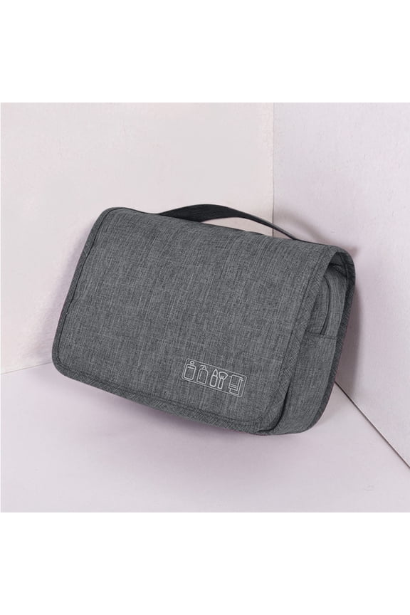 Wet and Dry Cosmetic Organizer Bag, Hooked Toiletry Storage Pouch, Foldable Makeup Wash Bag, High-Capacity Travel Cosmetic Holder with Zipper