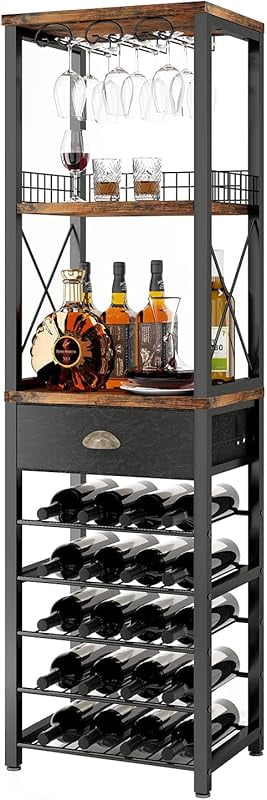 Bar Counter Racks XYSM Wine Rack Freestanding Floor, Bar Cabinet for Liquor and Glasses ...