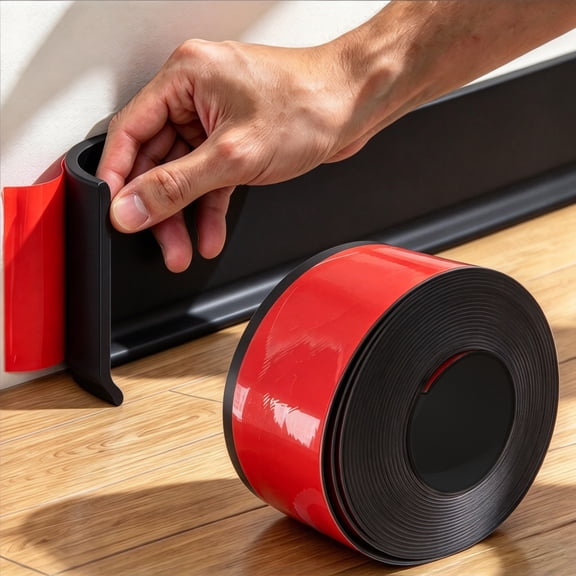 XYSMY Flexible Vinyl Cove Base Trim, 4 in x 40 ft Peel and Stick Self-Adhesive Wall Base Molding, Waterproof Skirting Board for Home Garage Bathroom, Black