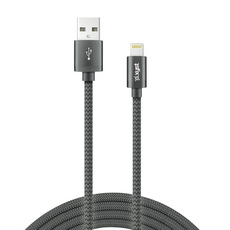 XYST XYS-L10204B Charge and Sync USB to Lightning Braided Cable, 10 ft. (Black)