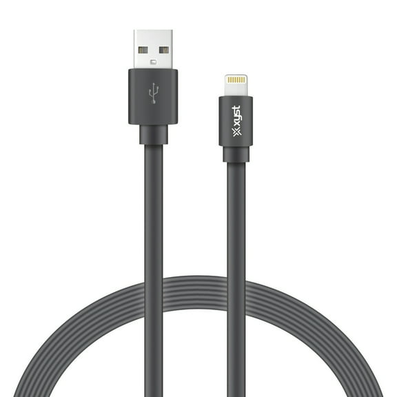 XYST XYS-L4204F Charge and Sync USB to Lightning Flat Cable, 4 Ft. (Black)