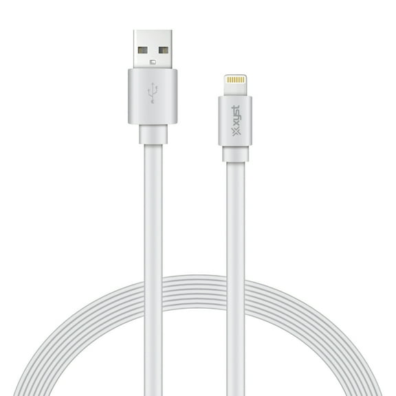 XYST XYS-L4604F Charge and Sync USB to Lightning Flat Cable, 4 Ft. (White)