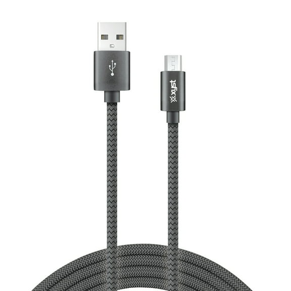 XYST XYS-M10204B Charge and Sync USB to Micro USB Braided Cable, 10 ft. (Black)