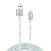 XYST XYS-M10604B Charge and Sync USB to Micro USB Braided Cable, 10 Ft. White