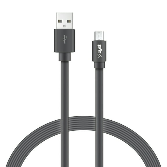 XYST XYS-M4204F Charge and Sync USB to Micro USB Flat Cable, 4 ft. (Black)