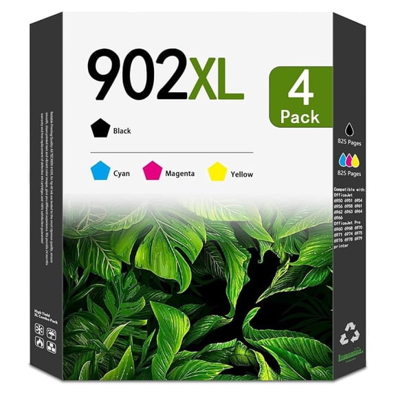 XYT 902XL Ink Cartridges Combo Pack (4-Pack, Black/Cyan/Magenta/Yellow) Compatible for Officejet Pro Printers
