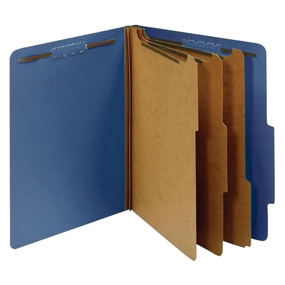 XYT Classification Folders, Standard, 3 Dividers, Embedded Fasteners, 2/5 Cut Tab, Dark Blue, Letter, 10/BX (24096)