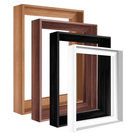 XYT DIY Floater Frame for Canvas Paintings, 1.25" Deep, Floating Frame for Canvas Prints, Dark Brown, 8x8 Inch