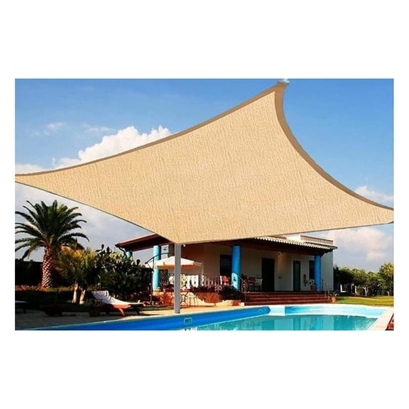 XYT Decor Thick and Strong Sun Shade Sail Square 16 X 16 Feet, Beige Sand