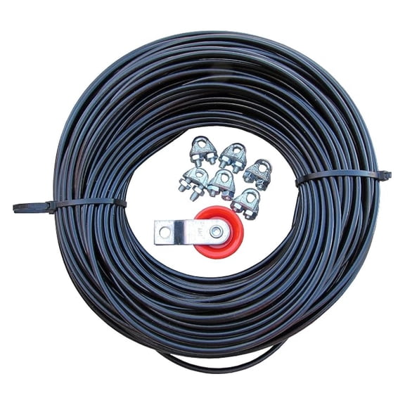XYT Dog Run Aerial Overhead Trolley - Heavy Cable for Small to X-Large Dogs Tie Out Runner (75 ft)