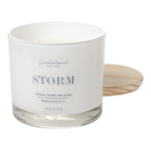 XYT Natural Coconut Beeswax Scented Candle Storm XL White Jar with Wooden Lid 26 Oz
