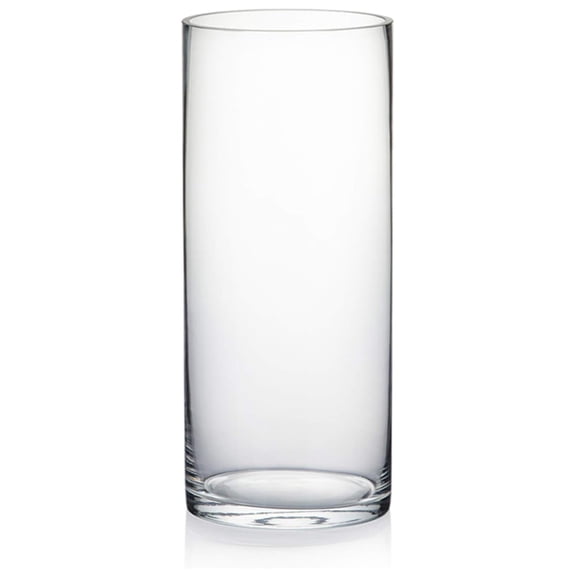 XYT Quality Thick Cylinder Vase, Diameter 5", Height 12", Clear Glass Floral Planter Container, Tall Centerpiece Arrangement for Wedding Home Decor, 1 Piece