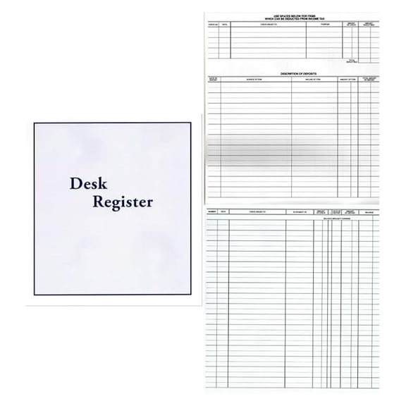 XYT Set of 12 Check Desk Registers, Size 8 1/2" x 9 1/4", Executive Business Deskbook Large Format Check Transaction Registers