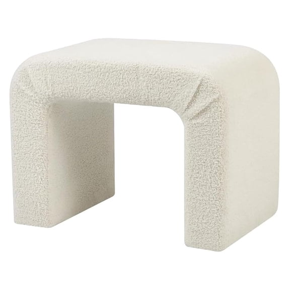 XYT Small Ottoman Foot Rest Modern Arched Foot Stool Tufted Footstool Vanity Chair Home Decor Fabric Cube Ottomans for Living Room Entryway Bedroom White