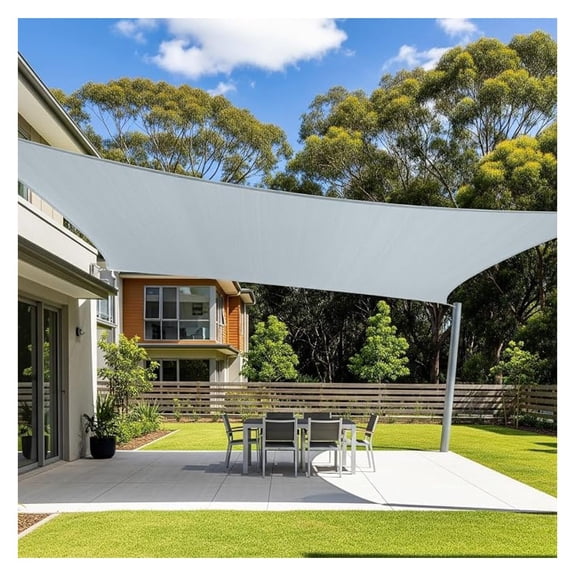 XYT Sun Shade Sail 8'x16' Rectangle Shade Canopy Outdoor Shade Cover for Patio Backyard Deck Garden, Silver Grey