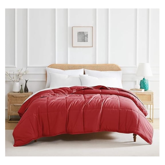 XYT Twin XL Comforter, Down Red Comforter, Soft Fluffy Bedding for Dorm Room, Pet Hair Resistant Bedding, Chili Pepper
