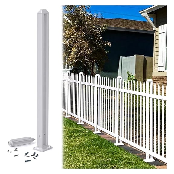 XYX 32.6" H Vinyl White Picket Fence Post Pole