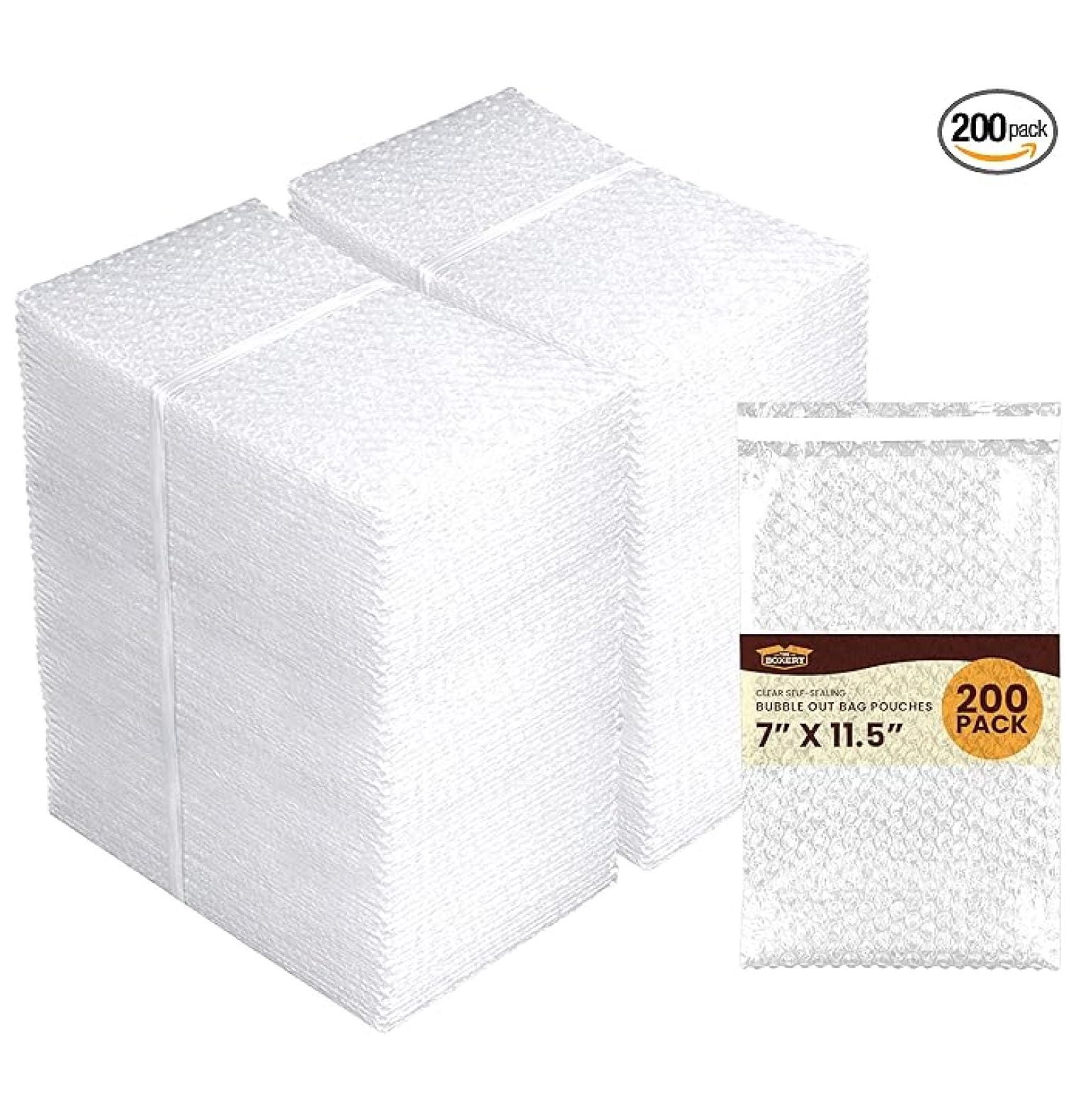 XYX 7x11.5" Clear Self-Sealing Bubble Out Bag Pouches -200 Pack- Bubble Cushion Wrap Bags for Packing, Storage, Moving, and Shipping fragile items