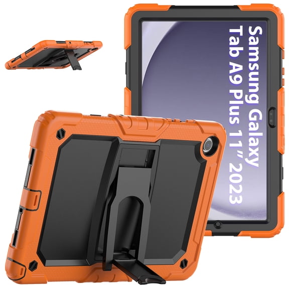 XYX For Samsung Galaxy Tab A9+/A9 Plus Case 11 inch, 3in1 Heavy Duty Shockproof Tablet Case with Stand, Shoulder Strap (2023, SM-X210/X216/X218), Orange