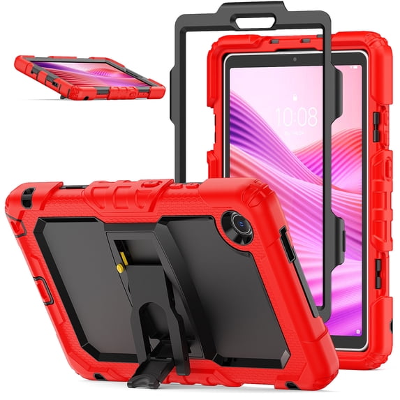 XYX for Lenovo Tab One 8.7 inch/Tab K9 2025 Case, 3in1 Heavy Duty Shockproof Tablet Cover with Stand, Shoulder Strap, Red