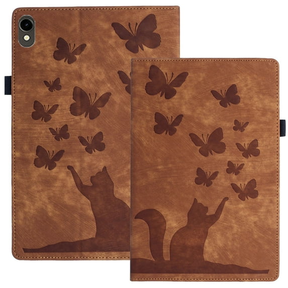 XYX Case for Lenovo Tab P11 Plus, Butterfly Cat Slim Folio Stand Cover for Lenovo Tab P11 11.0 inch 2020 Model (TB-J606F/J606X), Brown
