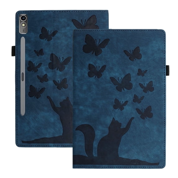 XYX Case for Lenovo Tab P12 12.7 inch, Butterfly Cat Slim Folio Stand Cover, Dark Blue