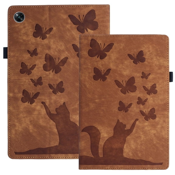 XYX Case for Realme Pad 10.4 inch, Butterfly Cat Slim Folio Stand Cover for Oppo Realme Pad 10.4 inch, Brown