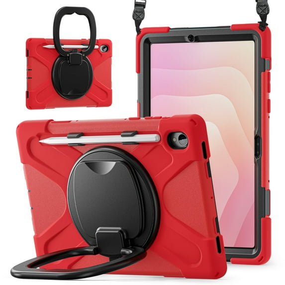 Case for Samsung Galaxy Tab S11 11 inch 2025 Released, 360 Degree Rotating Hand Grip Shockproof Cover with Shoulder Strap, Red