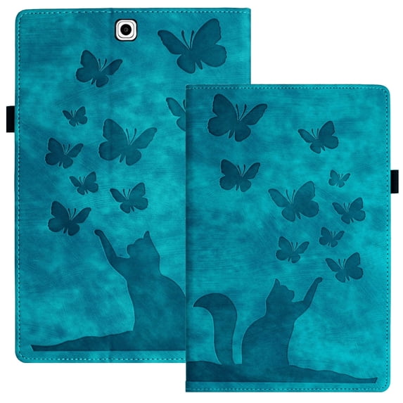 XYX Case for Samsung Galaxy Tab S2 9.7 inch 2015 Release SM-T810, Butterfly Cat Slim Folio Stand Cover, Light Blue