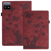 XYX Case for Xiaomi Pad 6, Butterfly Cat Slim Folio Stand Cover, Red