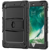 XYX For iPad 6th/5th Generation Case 9.7 inch 2018/2017, 3in1 Heavy Duty Shockproof Tablet Case with Stand, Shoulder Strap, Black