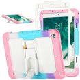 thumbnail image 1 of XYX for iPad 6th/5th Generation (9.7-inch, 2018/2017) Case, 3in1 Heavy Duty Shockproof Tablet Cover with Stand, Shoulder Strap, Rainbow Pink, 1 of 7