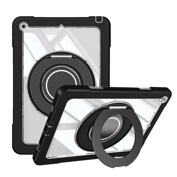 XYX Shockproof Tablet Case for iPad 9th 8th 7th Gen 10.2 inch 2021 2020 2019 with 360 Rotating Stand, Slim Lightweight Protective Case, Black