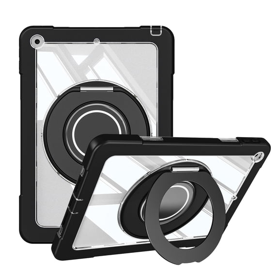 XYX Shockproof Tablet Case for iPad 9th 8th 7th Gen 10.2 inch 2021 2020 2019 with 360 Rotating Stand, Slim Lightweight Protective Case, Black